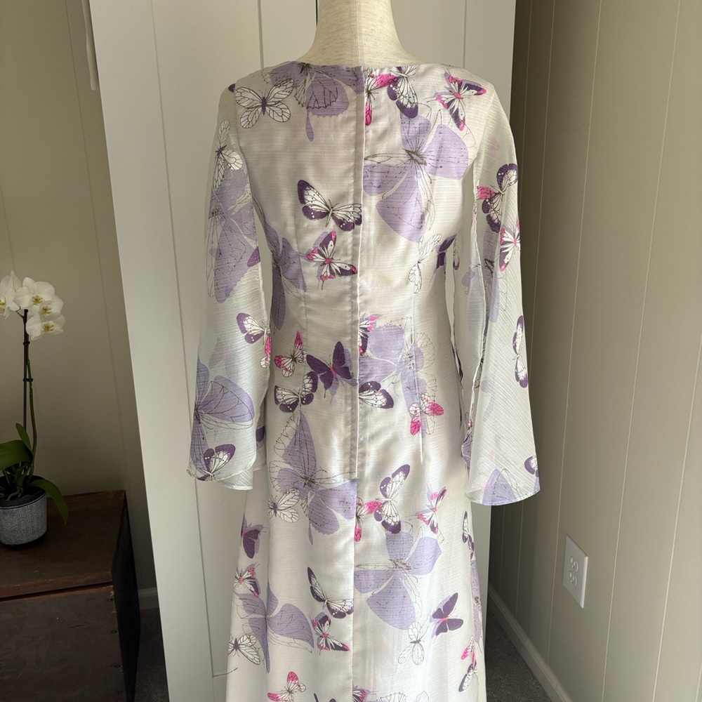 Vintage 1960's Alfred Shaheen! Floral Butterfly Kimono Hostess Dress Sz 10/6 - Picture 6 of 14